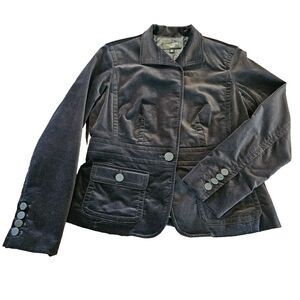 TALBOTS velour blazer 10P black soft structured jacket vintage prep academia